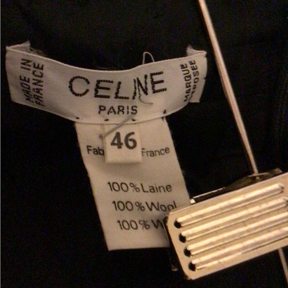 CELINE PARIS WOOL SKIRT WITH LEATHER ACCENT SZ 46 # wool - Picture 11 of 11